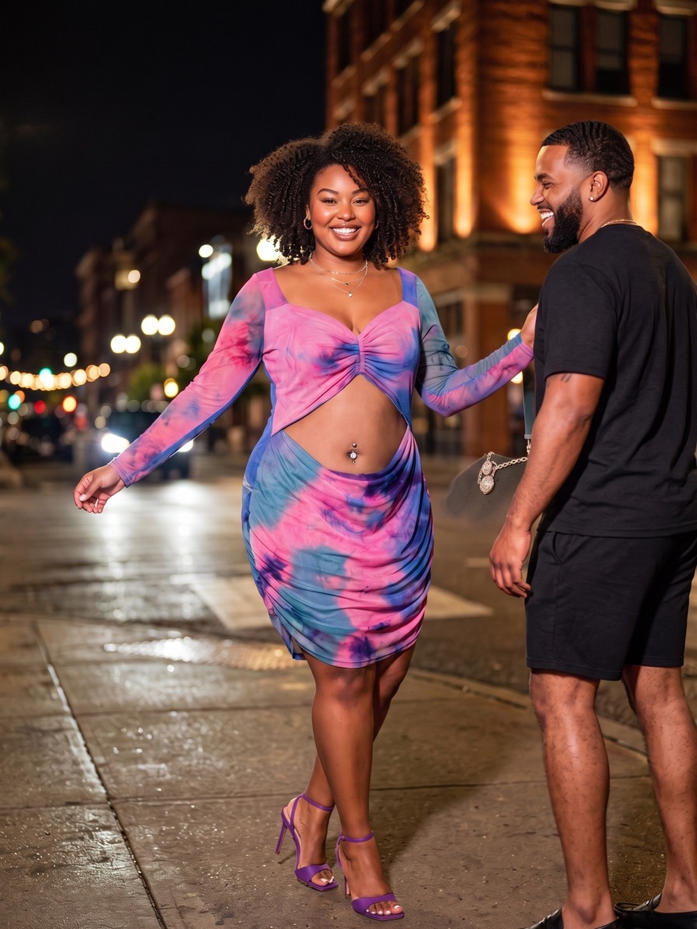 Fashion Nova Girls Blue Tie-Dye Dress